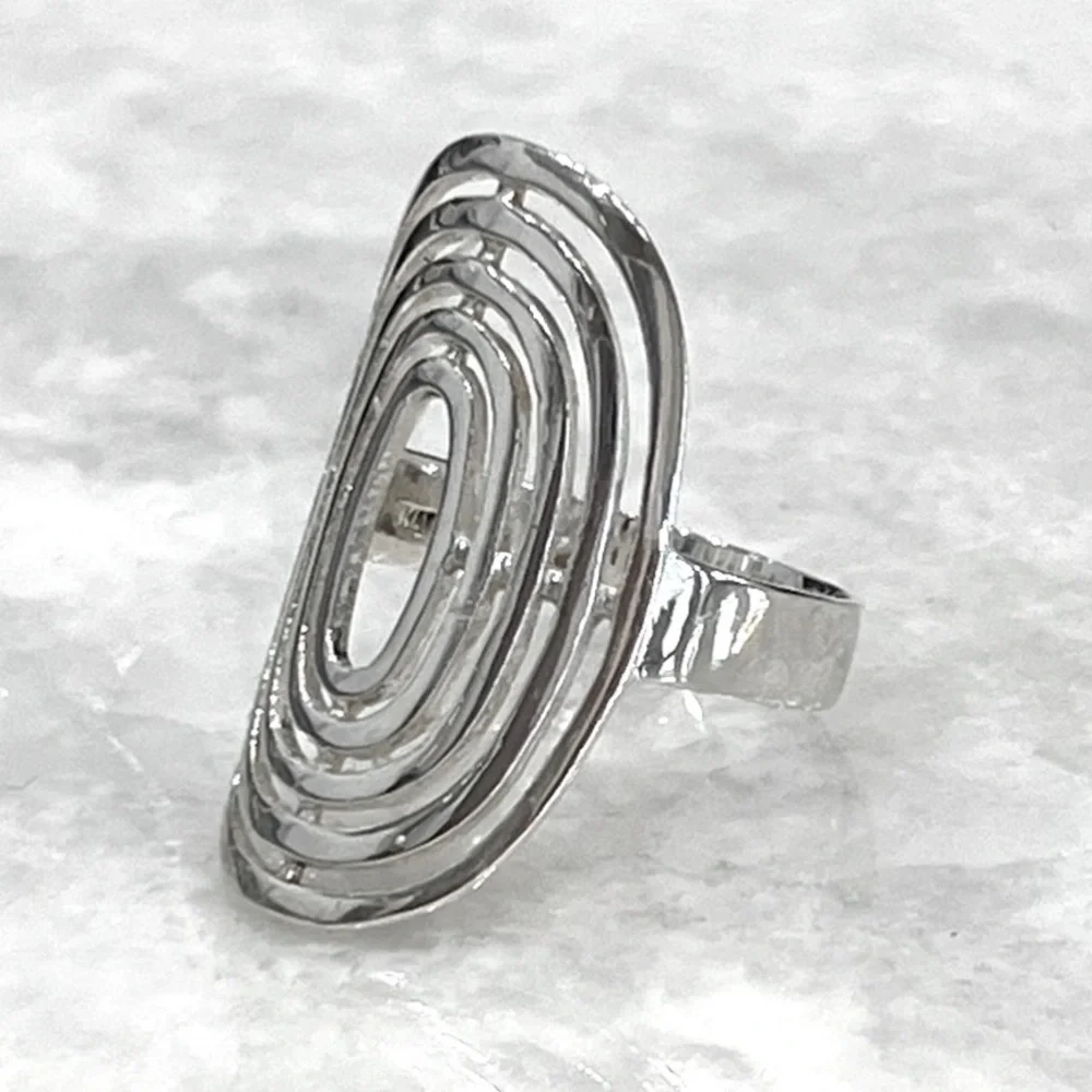 Sterling Silver Concentric Circle Ring Sz 8